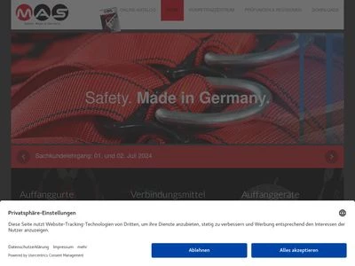 Website von MAS Absturzsicherungen GmbH