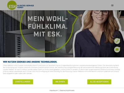 Website von ElektroService Kunst GmbH
