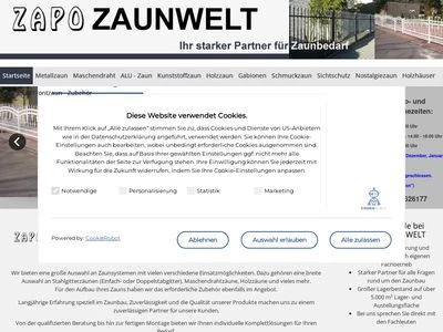Website von ZAPO Zaunwelt