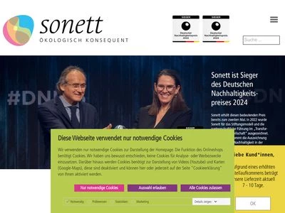Website von Sonett GmbH