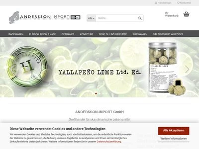 Website von Andersson Import GmbH