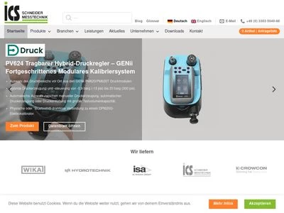 Website von ICS Schneider Messtechnik GmbH