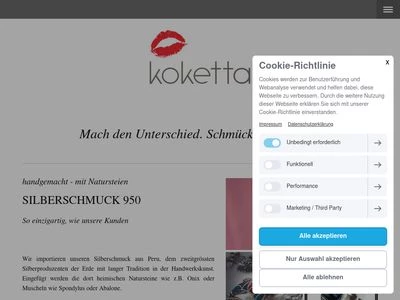 Website von Koketta Schmuckhandel