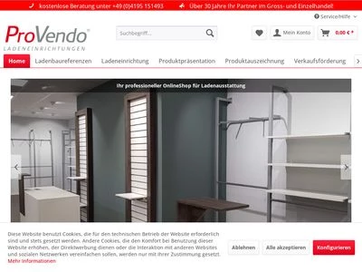 Website von ProVendo Einrichtungssysteme GmbH