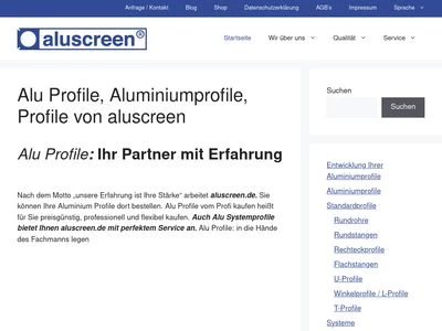 Website von aluscreen GmbH