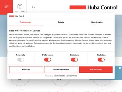 Website von Huba Control AG