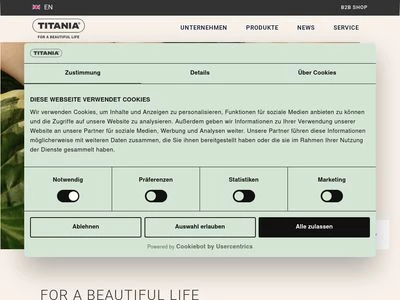 Website von TITANIA Fabrik GmbH