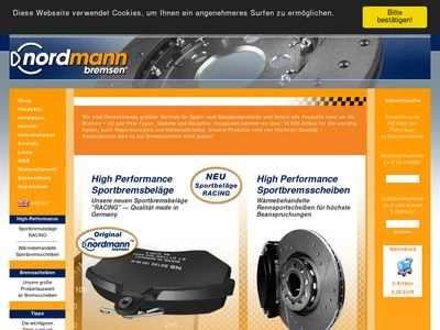 Website von Nordmann Bremsen GmbH