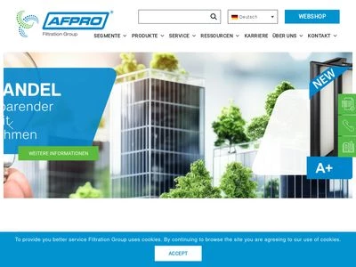 Website von AFPRO Filters GmbH