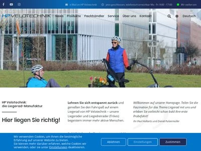 Website von HP Velotechnik GmbH & Co. KG