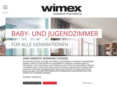 Website von WIMEX Wohnbedarf Import Export Handelsges. mbH & Co. KG