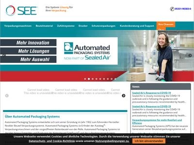 Website von Automated Packaging Systems GmbH & Co. KG