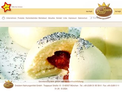 Website von Dreistern Nahrungsmittel GmbH