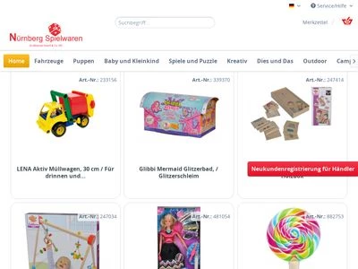 Website von Nürnberg Spielwaren-Großhandel GmbH & Co. KG