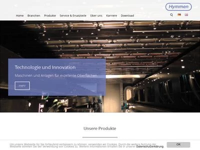 Website von Hymmen GmbH Maschinen- und Anlagenbau