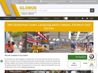 Website von Globus Drahtseil GmbH & Co. KG