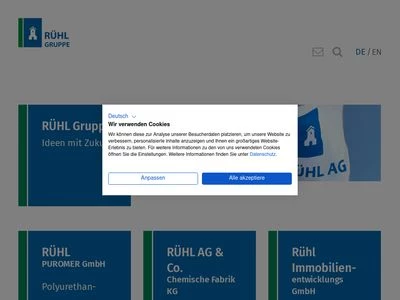 Website von Rühl AG & Co. Chemische Fabrik KG