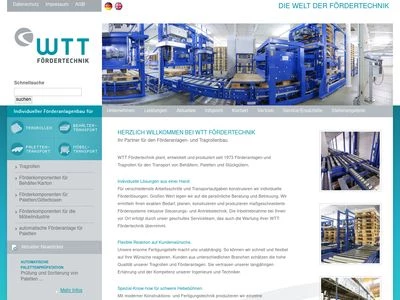 Website von WTT Fördertechnik GmbH