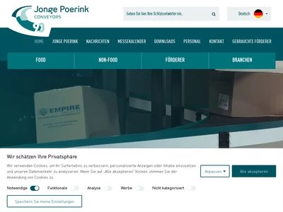 Website von Jonge Poerink Conveyors B.V.