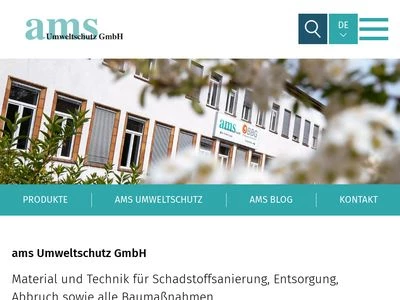 Website von ams Umweltschutz GmbH