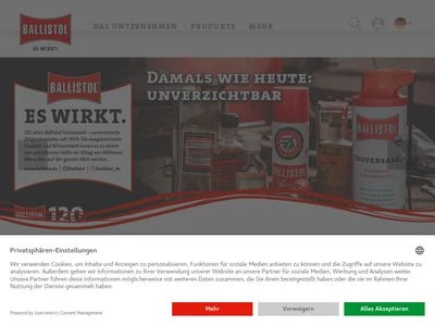 Website von BALLISTOL GmbH