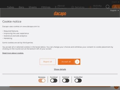Website von Dacapo Stainless GmbH
