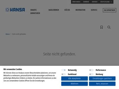 Website von Hansa Armaturen GmbH