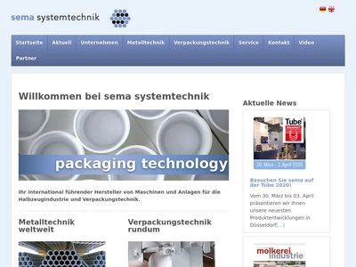 Website von sema Systemtechnik GmbH