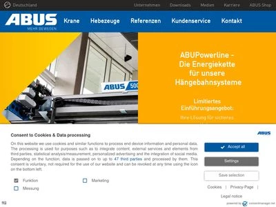 Website von ABUS Kransysteme GmbH