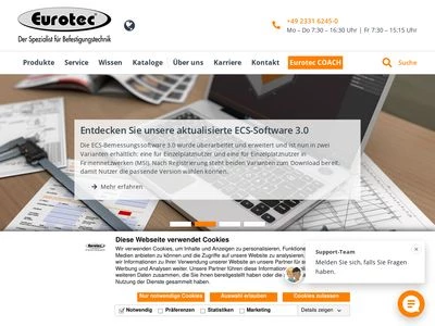 Website von E.u.r.o.Tec GmbH