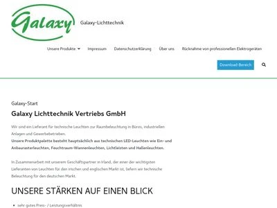 Website von Galaxy Lichttechnik Vertriebs GmbH