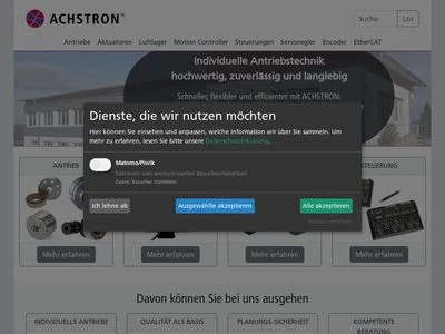 Website von ACHSTRON Motion Control GmbH