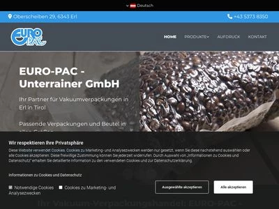 Website von EURO-pac Unterrainer GmbH