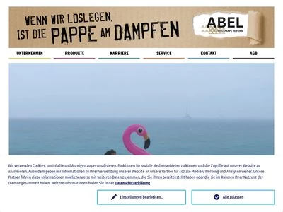 Website von ABEL Wellpappe in Form