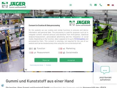 Website von Jäger Gummi und Kunststoff GmbH