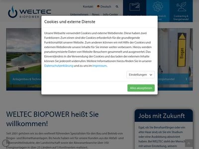 Website von WELTEC BIOPOWER GmbH