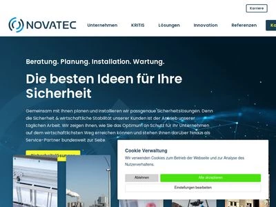 Website von Novatec Sicherheit und Logistik GmbH