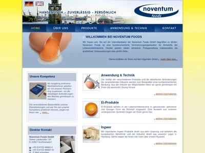 Website von Noventum Foods GmbH