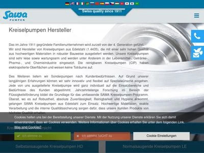 Website von SAWA Pumpentechnik AG