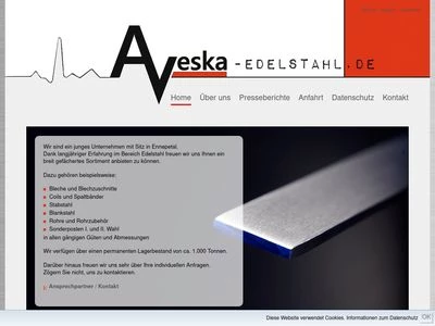 Website von AVESKA-Edelstahl GmbH