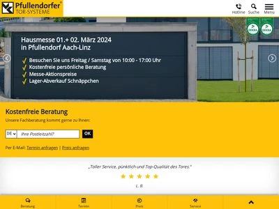 Website von Pfullendorfer Tor-Systeme GmbH & Co. KG