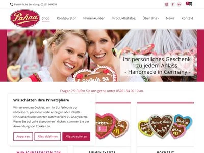 Website von Pahna Lebkuchen GmbH