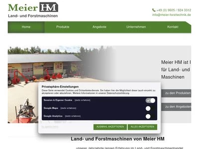Website von Meier Land- und Forstmaschinen Werksvertretung & Import GmbH
