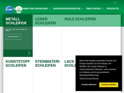 Website von AWUKO ABRASIVES Wandmacher GmbH & Co. KG