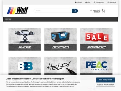 Website von Wulf Werkstattausrüstung GmbH