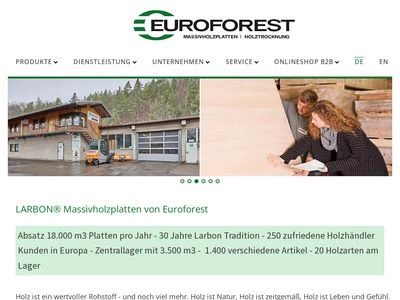 Website von EFP Euroforest Products GmbH