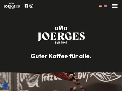 Website von Kaffeegroßrösterei A. Joerges GmbH