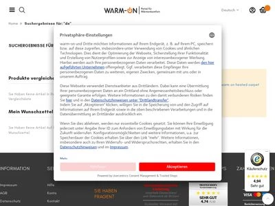 Website von warm-on GmbH