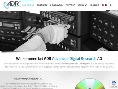 Website von ADR AG - Advanced Digital Research