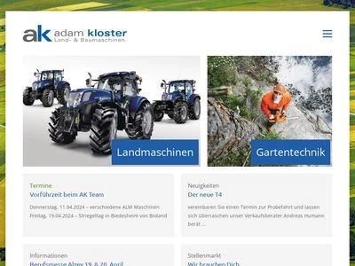Website von Adam Kloster Land- und Baumaschinenhandels GmbH